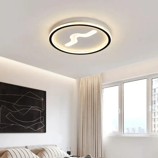Ceiling Lamp Led Creative Ultra Thin Living Room Lighting Black - D50*H5 - 55W / White