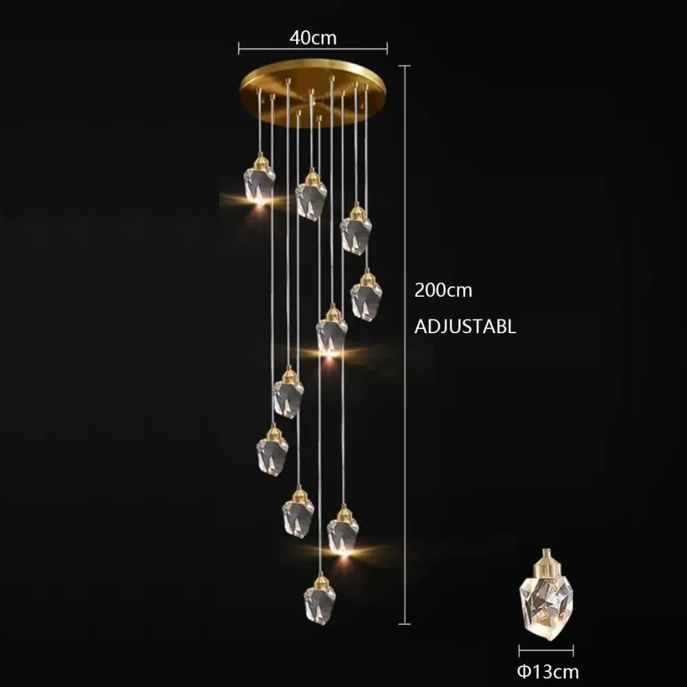 Chandelier Lighting Modern Luxury Led Crystal Fixtures Round Glass Ball Ceiling Light Long