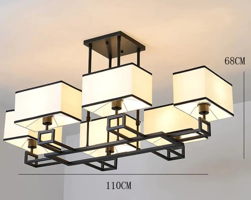 Chandelier Living Room Lamp Study Bedroom Led Lighting Restaurant Rectangular Lamps A / Large No