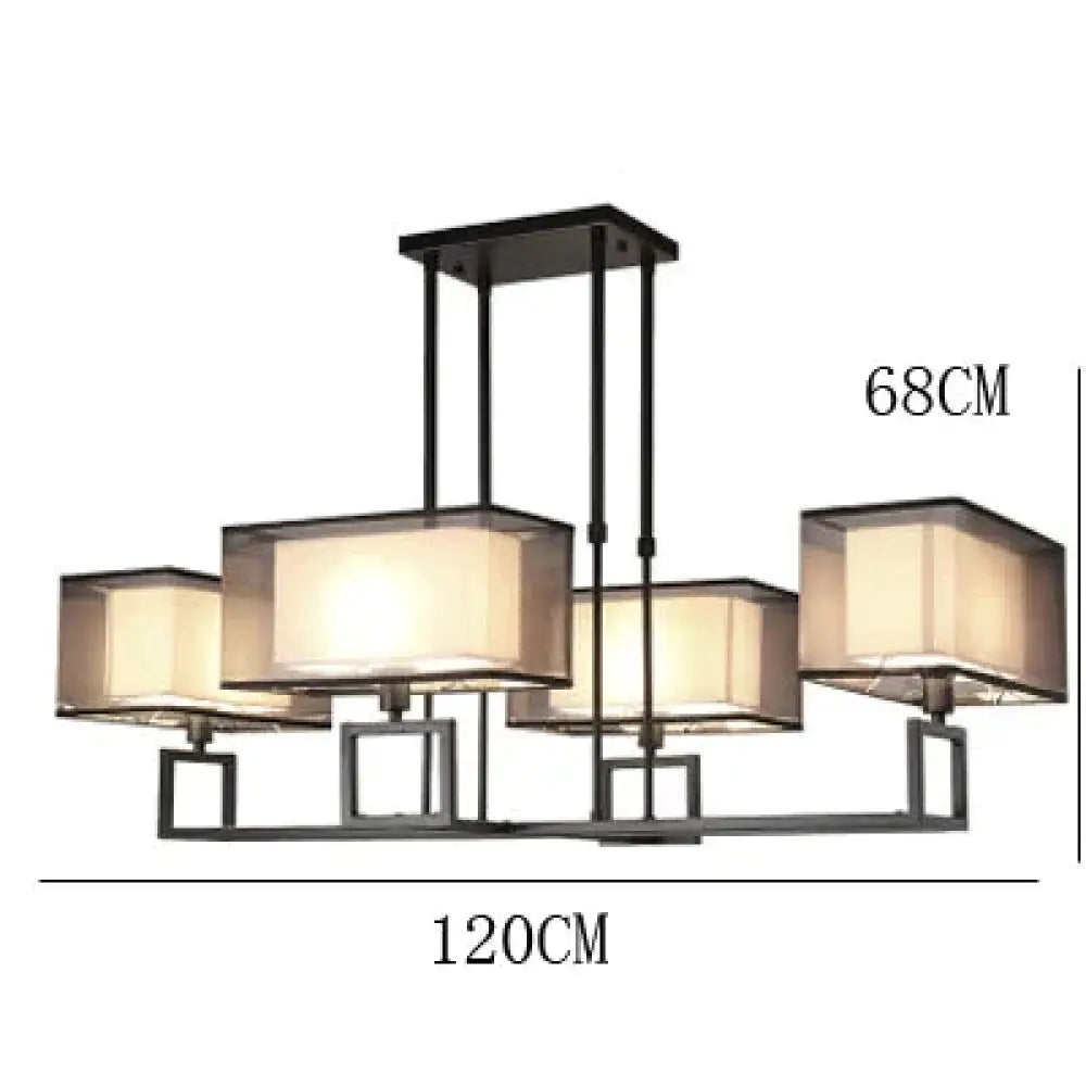 Chandelier Living Room Lamp Study Bedroom Led Lighting Restaurant Rectangular Lamps Black / Large