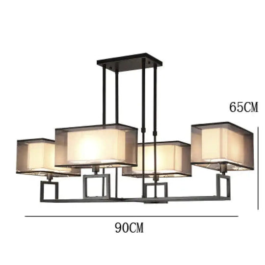 Chandelier Living Room Lamp Study Bedroom Led Lighting Restaurant Rectangular Lamps Black / Medium