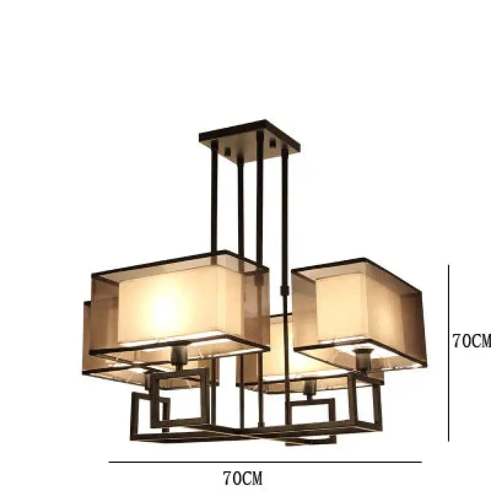 Chandelier Living Room Lamp Study Bedroom Led Lighting Restaurant Rectangular Lamps Black / Small