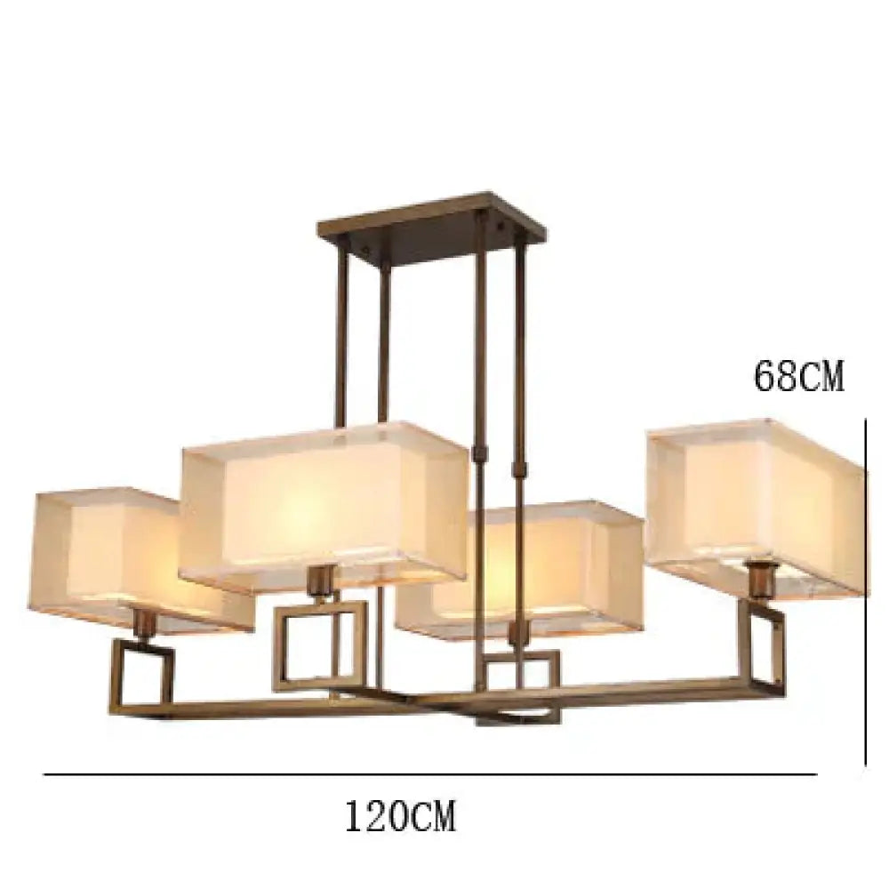 Chandelier Living Room Lamp Study Bedroom Led Lighting Restaurant Rectangular Lamps Copper / Large