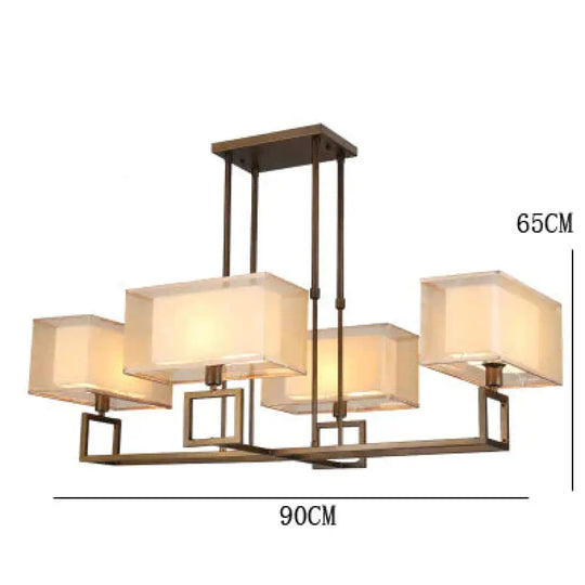 Chandelier Living Room Lamp Study Bedroom Led Lighting Restaurant Rectangular Lamps Copper / Medium