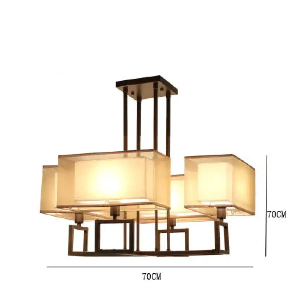 Chandelier Living Room Lamp Study Bedroom Led Lighting Restaurant Rectangular Lamps Copper / Small