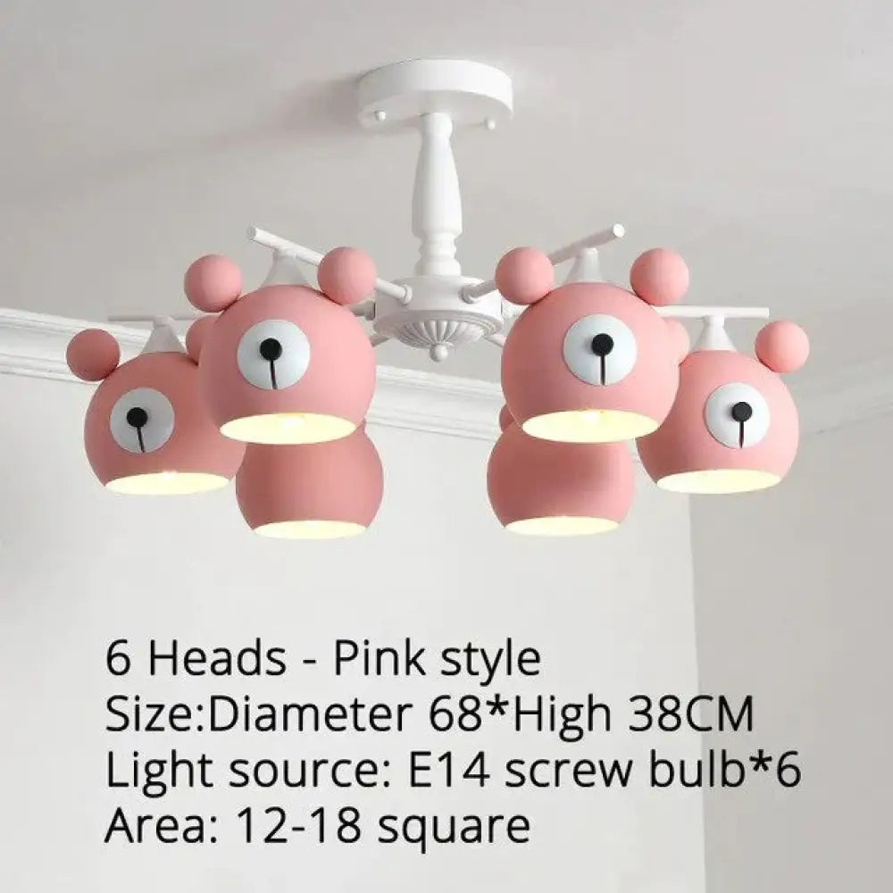 Chandeliers For Living Room Bear Lamp 3/5/6 Heads Home Lighting Decorative Lampshade Baby Child