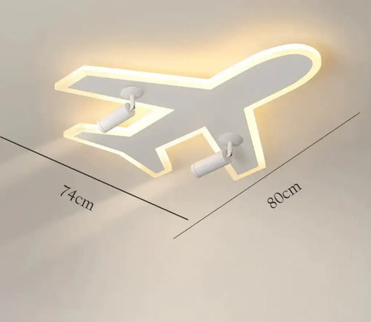 Children’s Room Airplane Lamp Creative Layout Bedroom Led Ceiling White / Dia80Cm Light