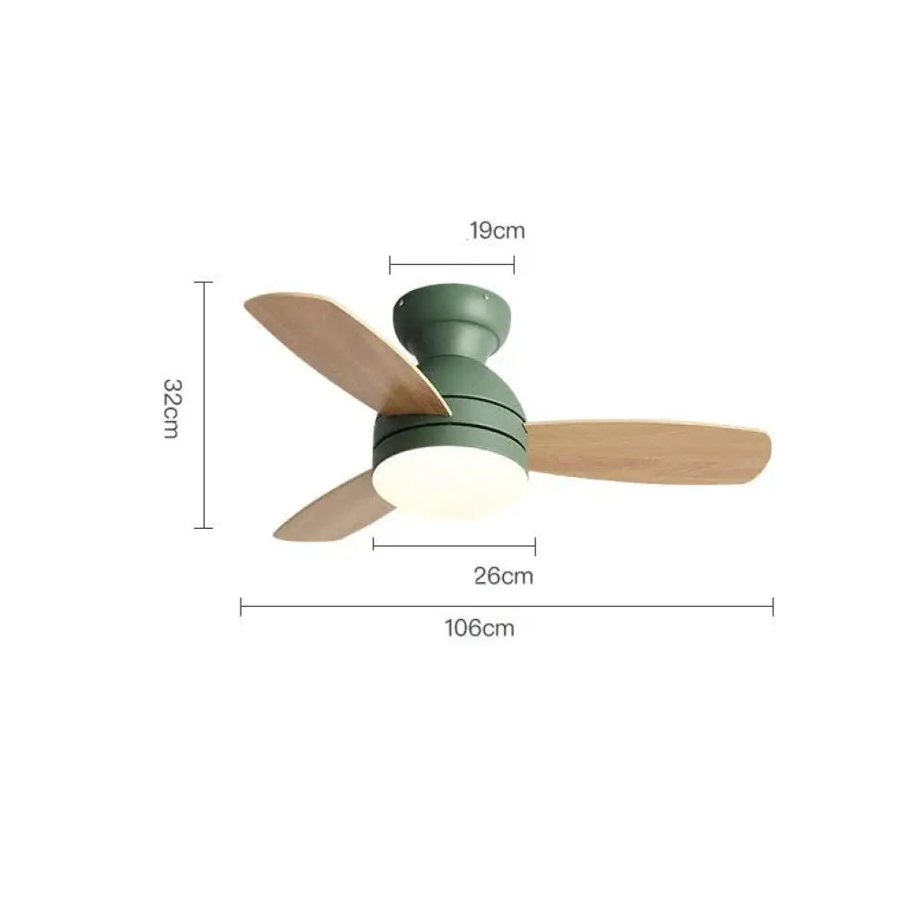 Children’s Wooden Leaf Fan Lamp Simple Living Room Dining Electric Chandelier Green / Dia106Cm