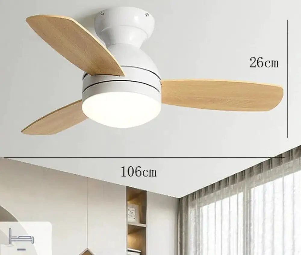 Children’s Wooden Leaf Fan Lamp Simple Living Room Dining Electric Chandelier White / Dia106Cm