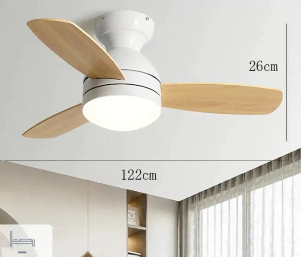 Children’s Wooden Leaf Fan Lamp Simple Living Room Dining Electric Chandelier White / Dia122Cm