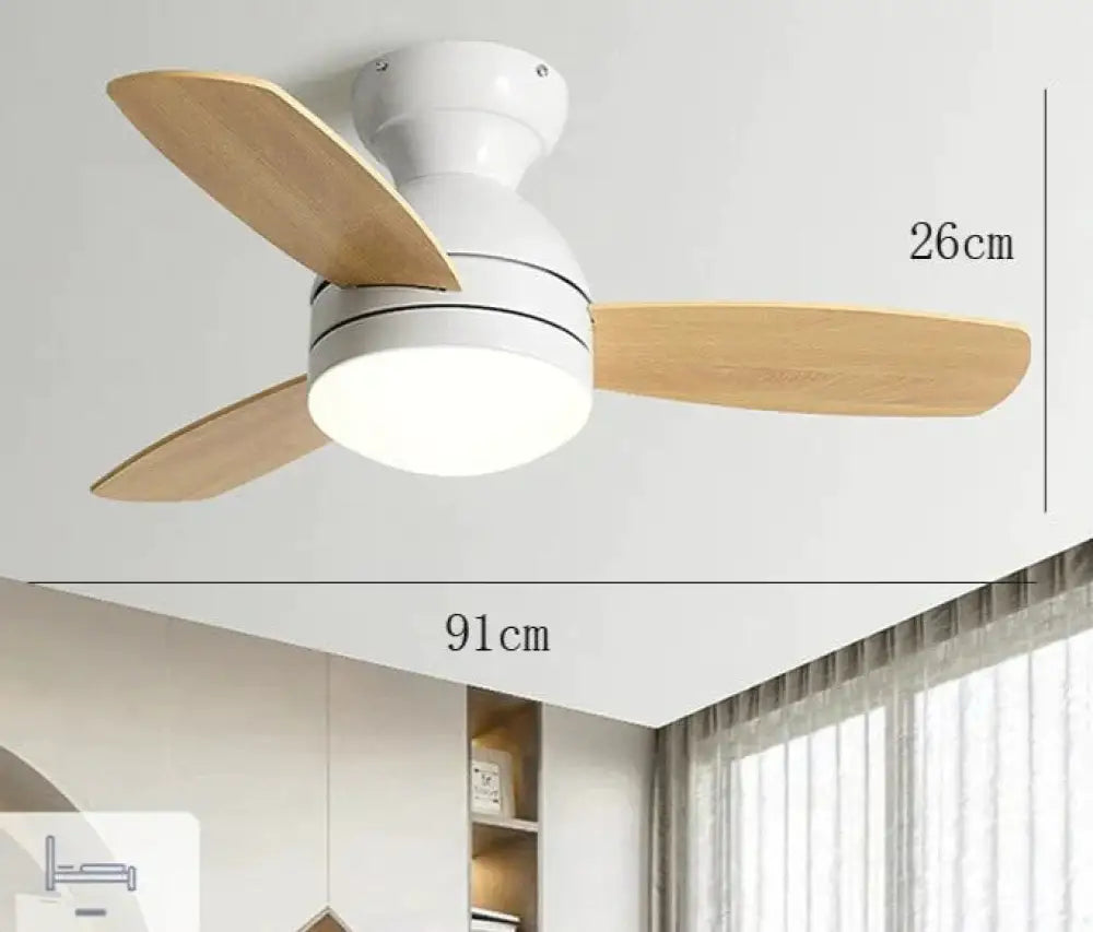 Children’s Wooden Leaf Fan Lamp Simple Living Room Dining Electric Chandelier White / Dia91Cm Tri