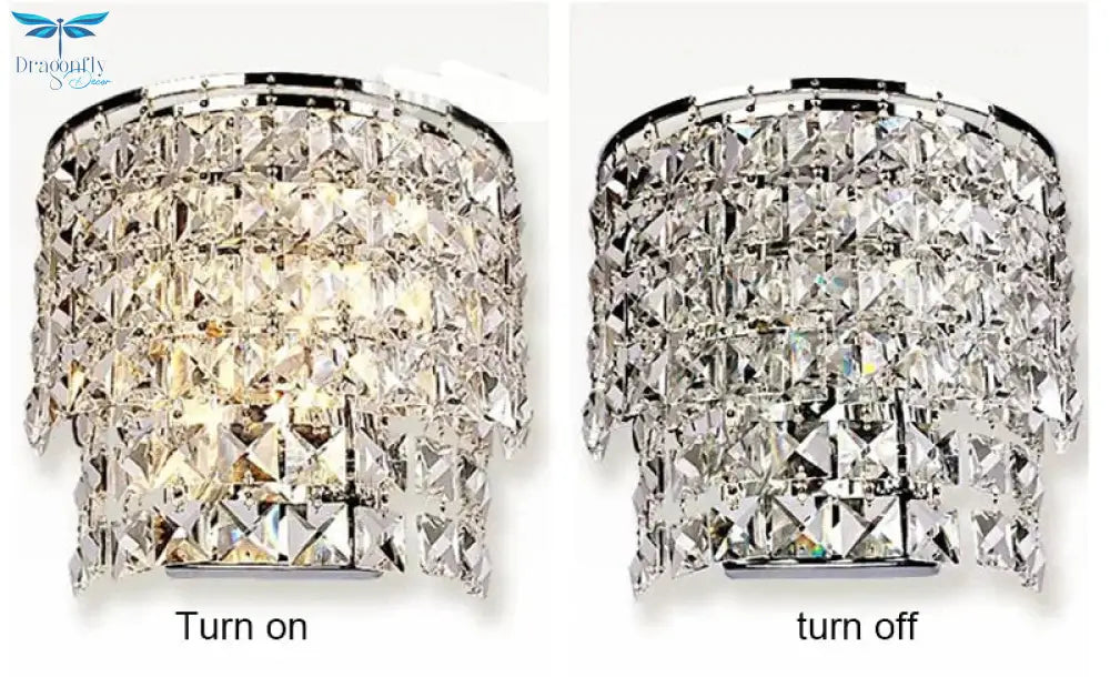 Classic Crystal Chandelier Wall Light Gold Crystalline Sconce Lamp Led Living Room Bedside Glass
