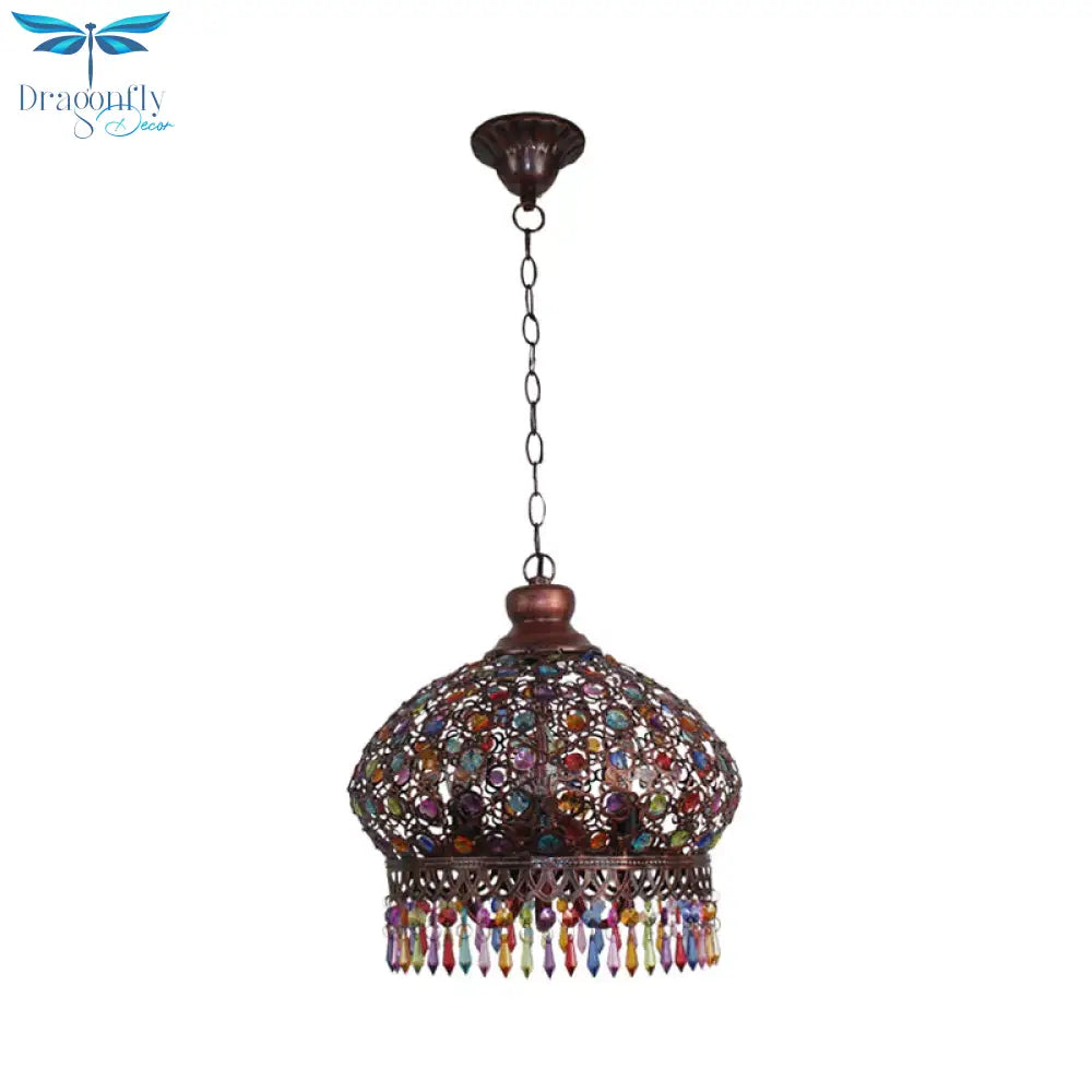 Classic Dome Chandelier Light Fixture Decorative 3 Lights Living Room Hanging Lamp In