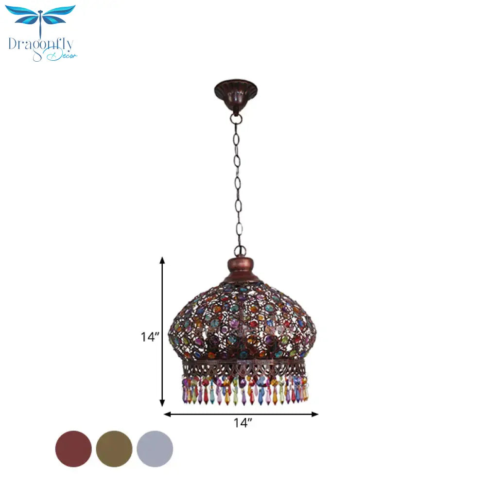 Classic Dome Chandelier Light Fixture Decorative 3 Lights Living Room Hanging Lamp In