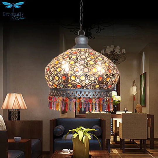 Classic Dome Chandelier Light Fixture Decorative 3 Lights Living Room Hanging Lamp In