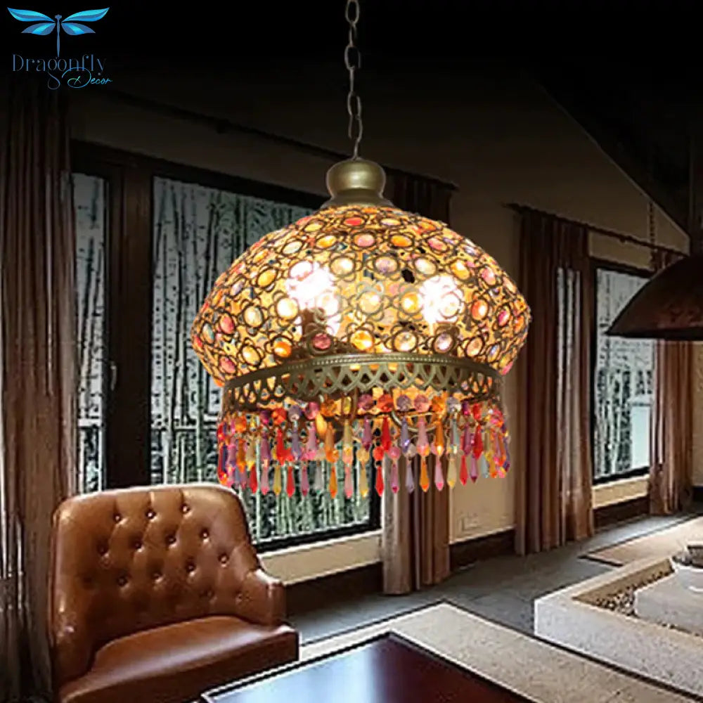 Classic Dome Chandelier Light Fixture Decorative 3 Lights Living Room Hanging Lamp In