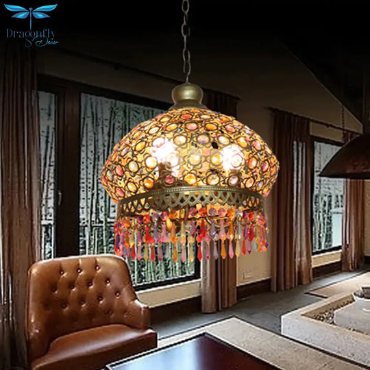 Classic Dome Chandelier Light Fixture Decorative 3 Lights Living Room Hanging Lamp In