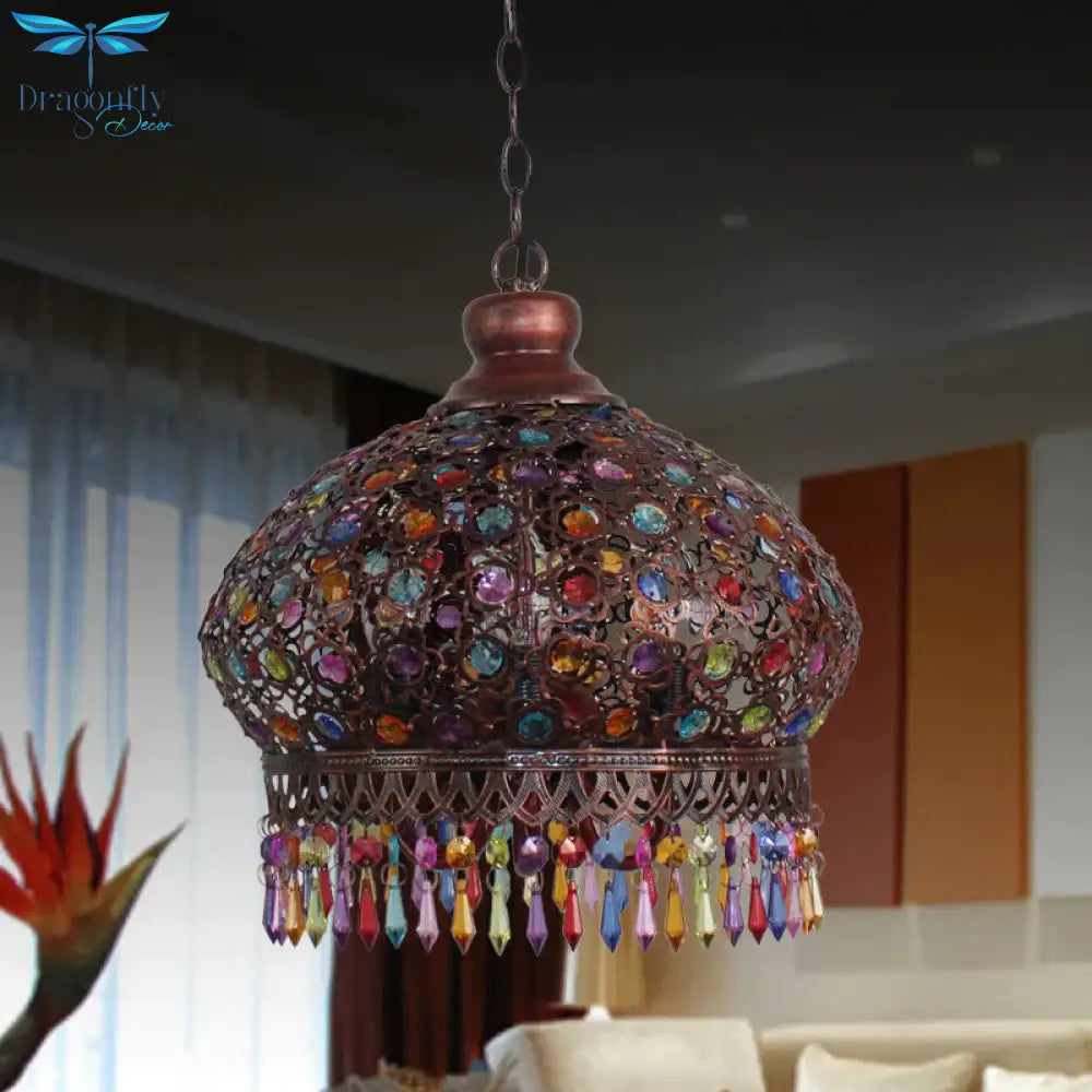 Classic Dome Chandelier Light Fixture Decorative 3 Lights Living Room Hanging Lamp In