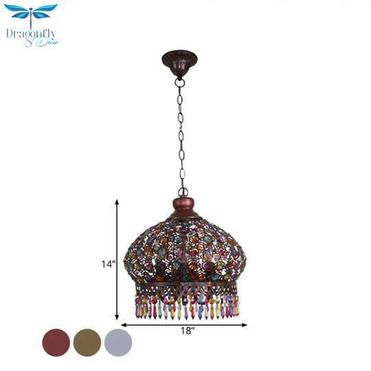 Classic Dome Chandelier Light Fixture Decorative 3 Lights Living Room Hanging Lamp In
