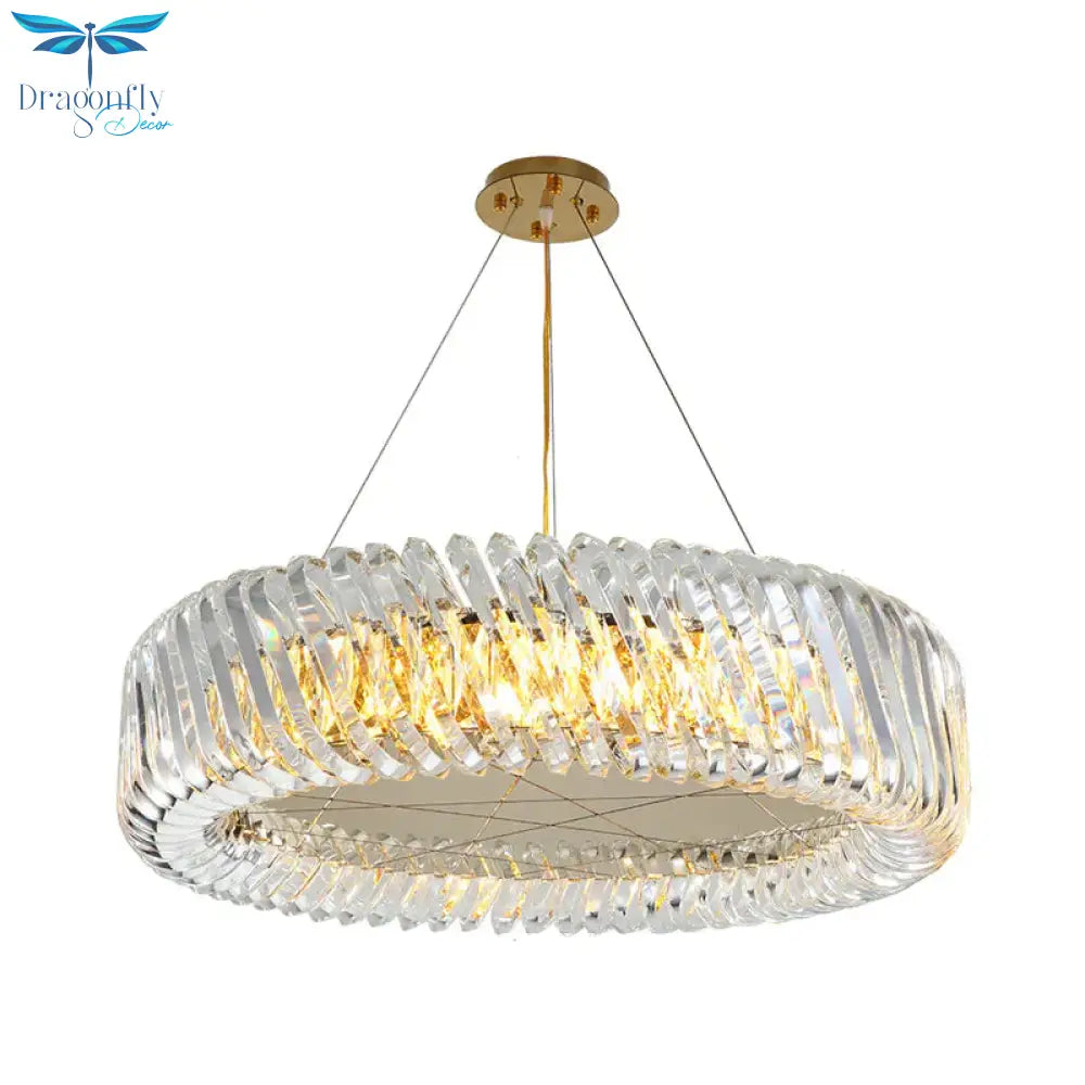 Clear Crystal Round Chandelier Light Fixture 4/9 Lights Down Lighting For Living Room