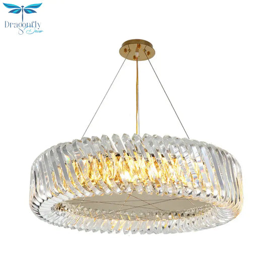 Clear Crystal Round Chandelier Light Fixture 4/9 Lights Down Lighting For Living Room