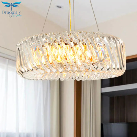 Clear Crystal Round Chandelier Light Fixture 4/9 Lights Down Lighting For Living Room