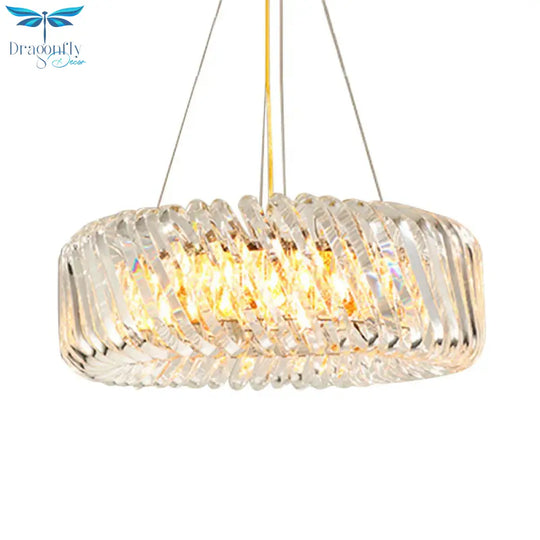 Clear Crystal Round Chandelier Light Fixture 4/9 Lights Down Lighting For Living Room