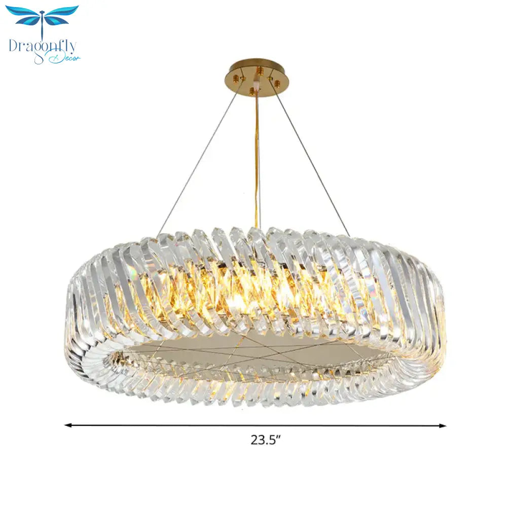 Clear Crystal Round Chandelier Light Fixture 4/9 Lights Down Lighting For Living Room