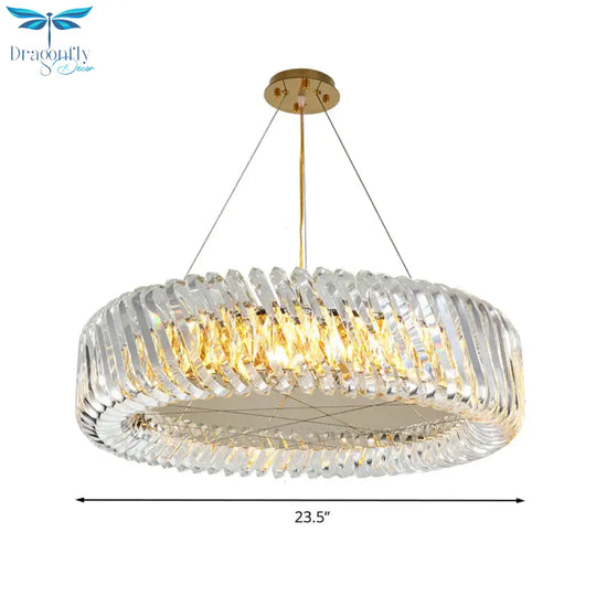 Clear Crystal Round Chandelier Light Fixture 4/9 Lights Down Lighting For Living Room