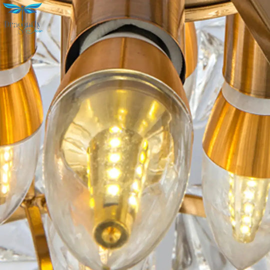 Clear Crystal Round Chandelier Light Fixture 4/9 Lights Down Lighting For Living Room