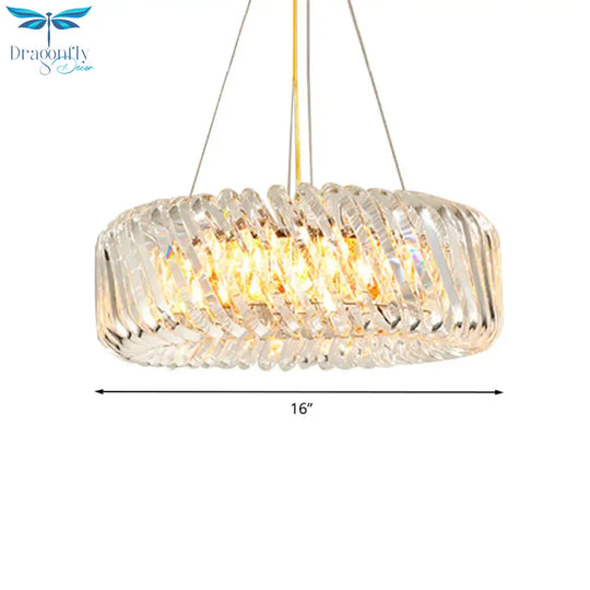 Clear Crystal Round Chandelier Light Fixture 4/9 Lights Down Lighting For Living Room
