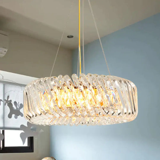 Clear Crystal Round Chandelier Light Fixture 4/9 Lights Down Lighting For Living Room 4 /