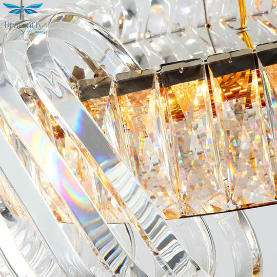 Clear Crystal Round Chandelier Light Fixture 4/9 Lights Down Lighting For Living Room