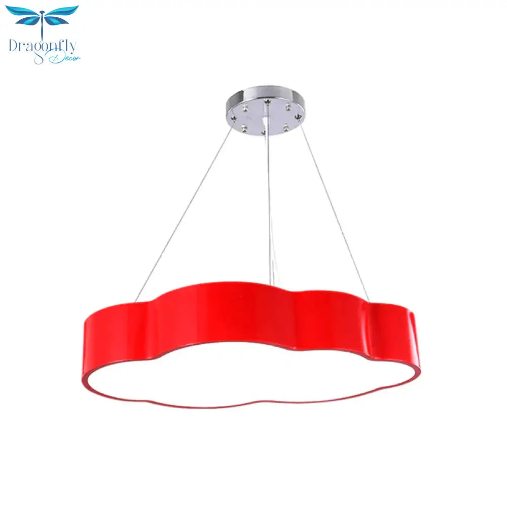 Cloud Corridor Ceiling Pendant Acrylic Macaron Led Suspension Lighting In Red/Yellow/Green