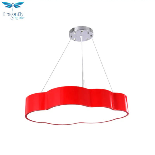 Cloud Corridor Ceiling Pendant Acrylic Macaron Led Suspension Lighting In Red/Yellow/Green