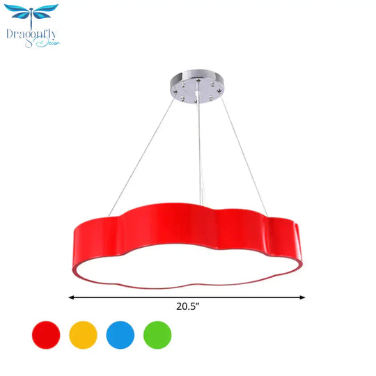 Cloud Corridor Ceiling Pendant Acrylic Macaron Led Suspension Lighting In Red/Yellow/Green