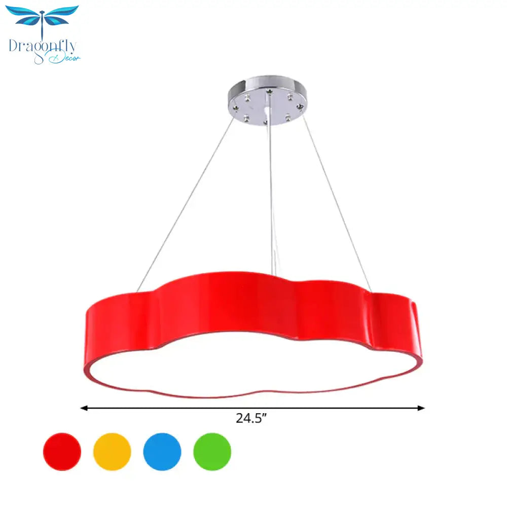 Cloud Corridor Ceiling Pendant Acrylic Macaron Led Suspension Lighting In Red/Yellow/Green