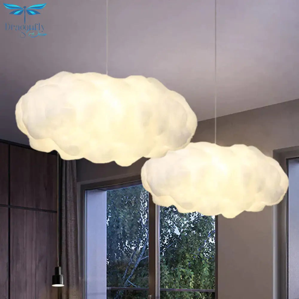 Cloudy Hanging Pendant Light Artistry Fabric 1 - Head Living Room Ceiling In White