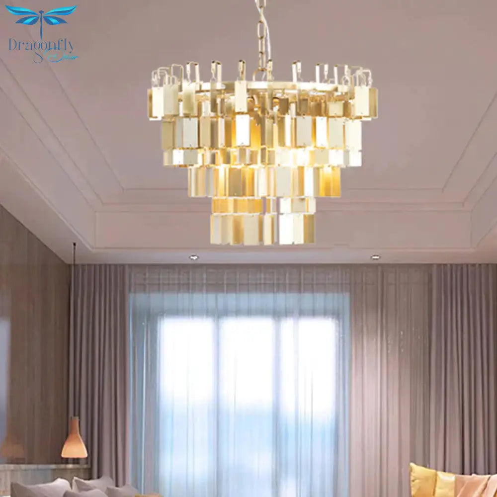 Colonial Style Metal Tiered Brass Hanging Light Or Living Room