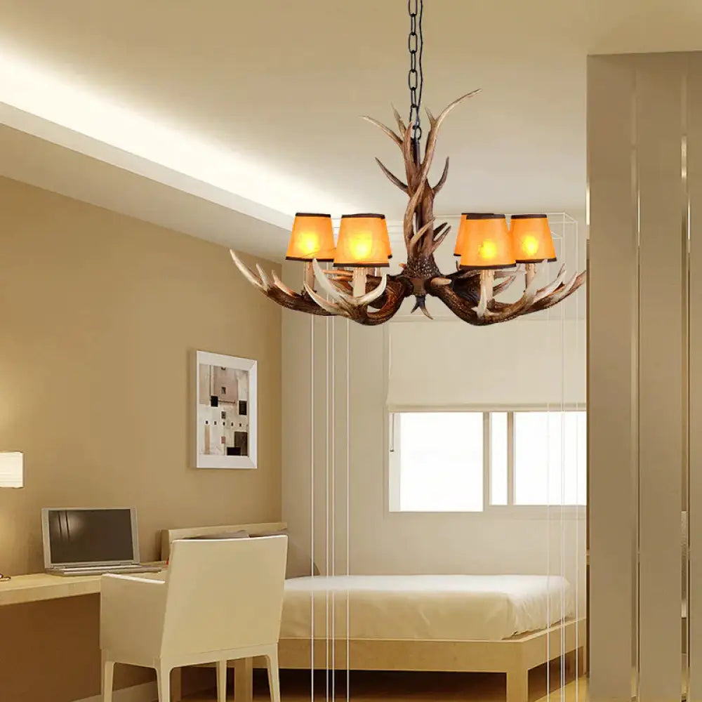 Cone Resin Ceiling Lamp Traditional 6/8/10 - Head Living Room Chandelier Pendant Light With