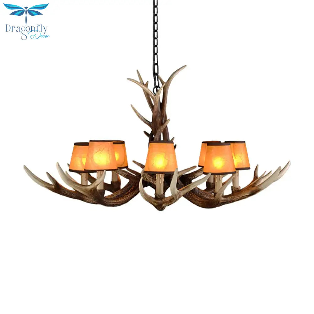 Cone Resin Ceiling Lamp Traditional 6/8/10 - Head Living Room Chandelier Pendant Light With
