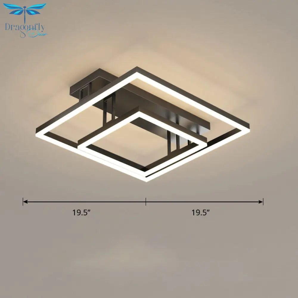 Contemporary Acrylic Bedroom Ceiling Mount Light Fixture - Geometric Semi Flush