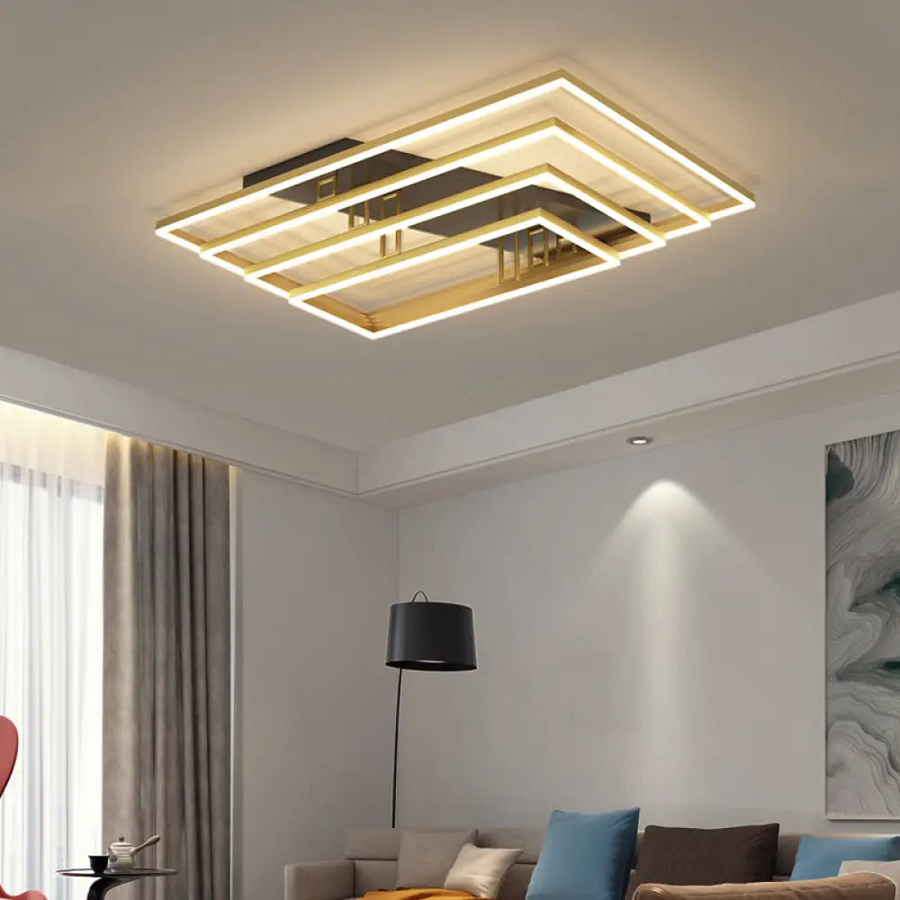 Contemporary Acrylic Bedroom Ceiling Mount Light Fixture - Geometric Semi Flush Gold / White