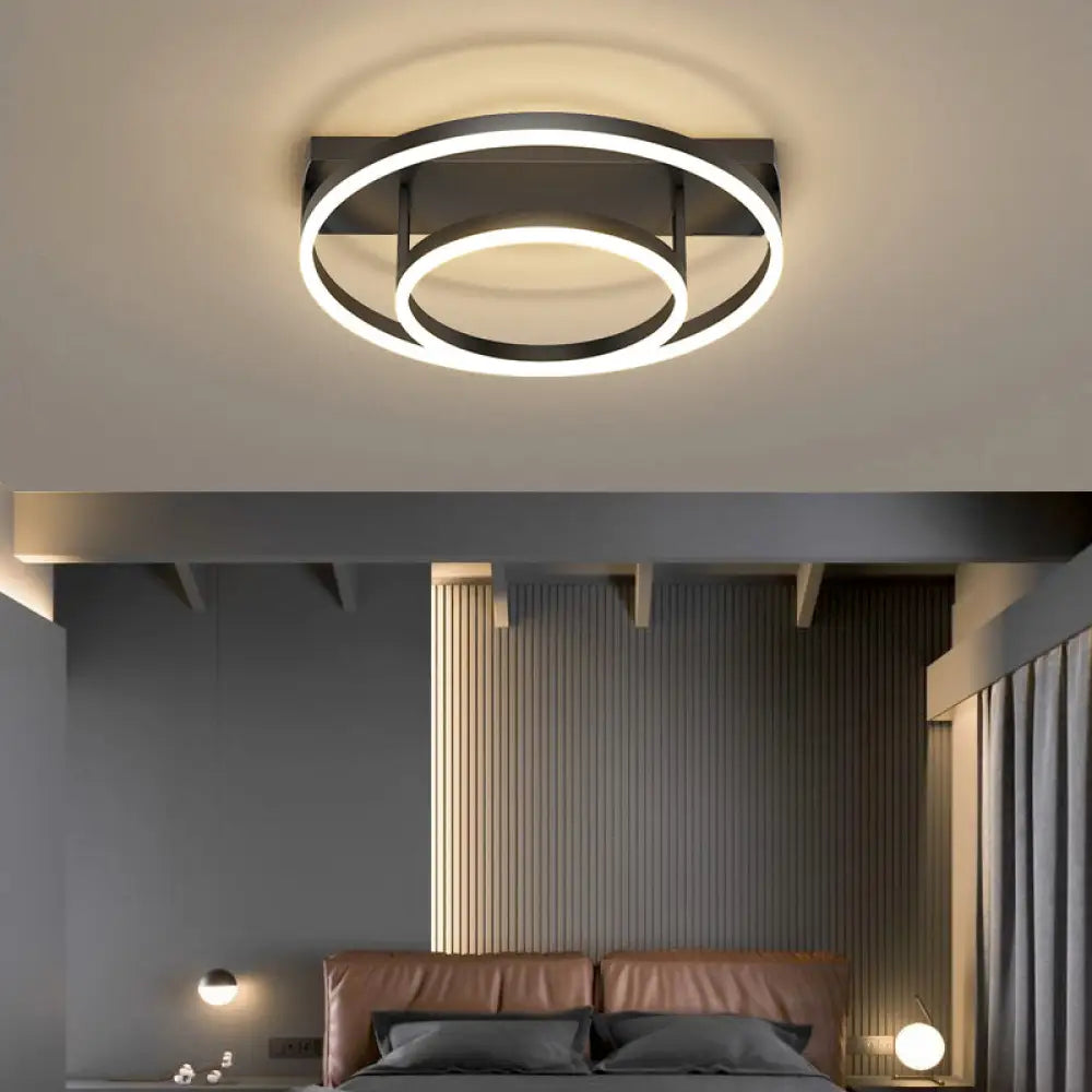 Contemporary Acrylic Bedroom Ceiling Mount Light Fixture - Geometric Semi Flush Gold / White Round