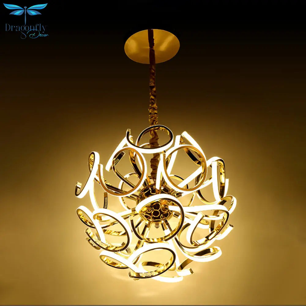 Contemporary Acrylic Globe 12/18/24 - Light Gold/Silver Hanging Ceiling Chandelier Pendant Light In