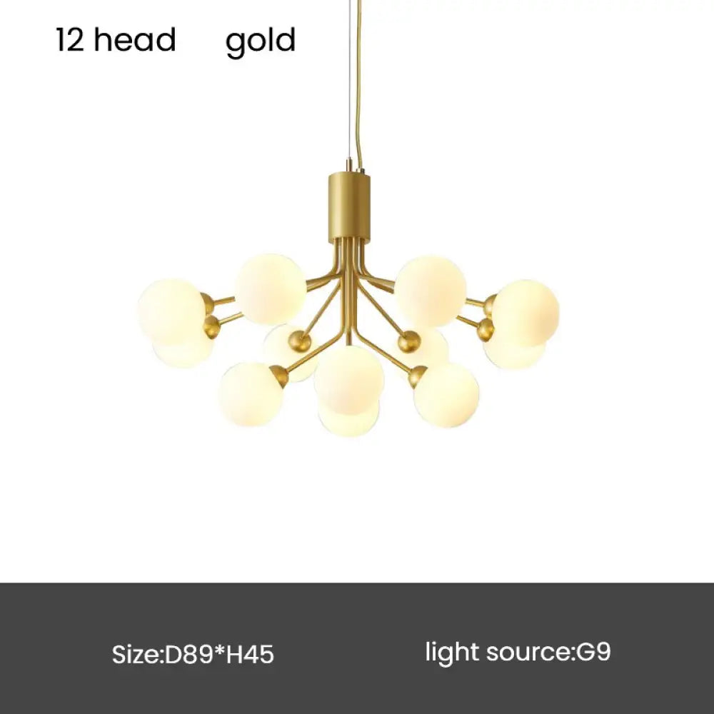 Contemporary Glass Ball Chandelier - Modern Lighting For Living Room And Nordic Decoration 12 Head
