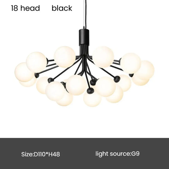 Contemporary Glass Ball Chandelier - Modern Lighting For Living Room And Nordic Decoration 18 Head