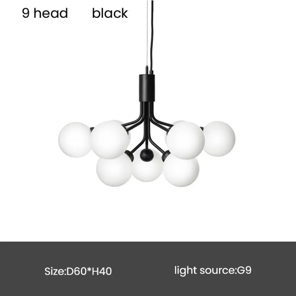 Contemporary Glass Ball Chandelier - Modern Lighting For Living Room And Nordic Decoration 9 Head