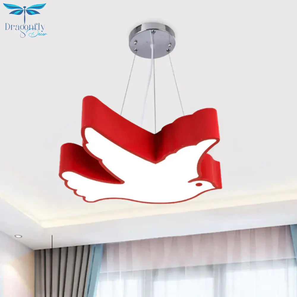 Contemporary Led Pendant Chandelier Blue/Green/Red Flying Bird Suspended Lighting Fixture With