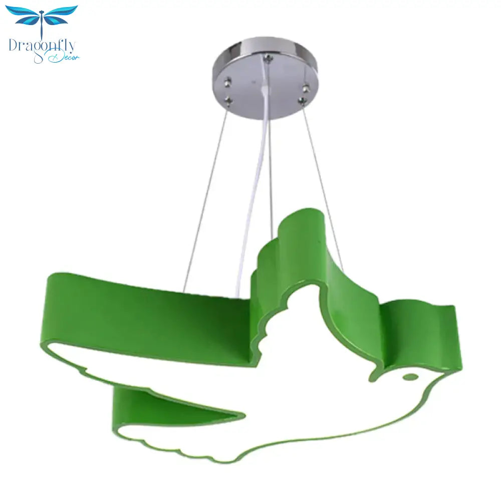 Contemporary Led Pendant Chandelier Blue/Green/Red Flying Bird Suspended Lighting Fixture With
